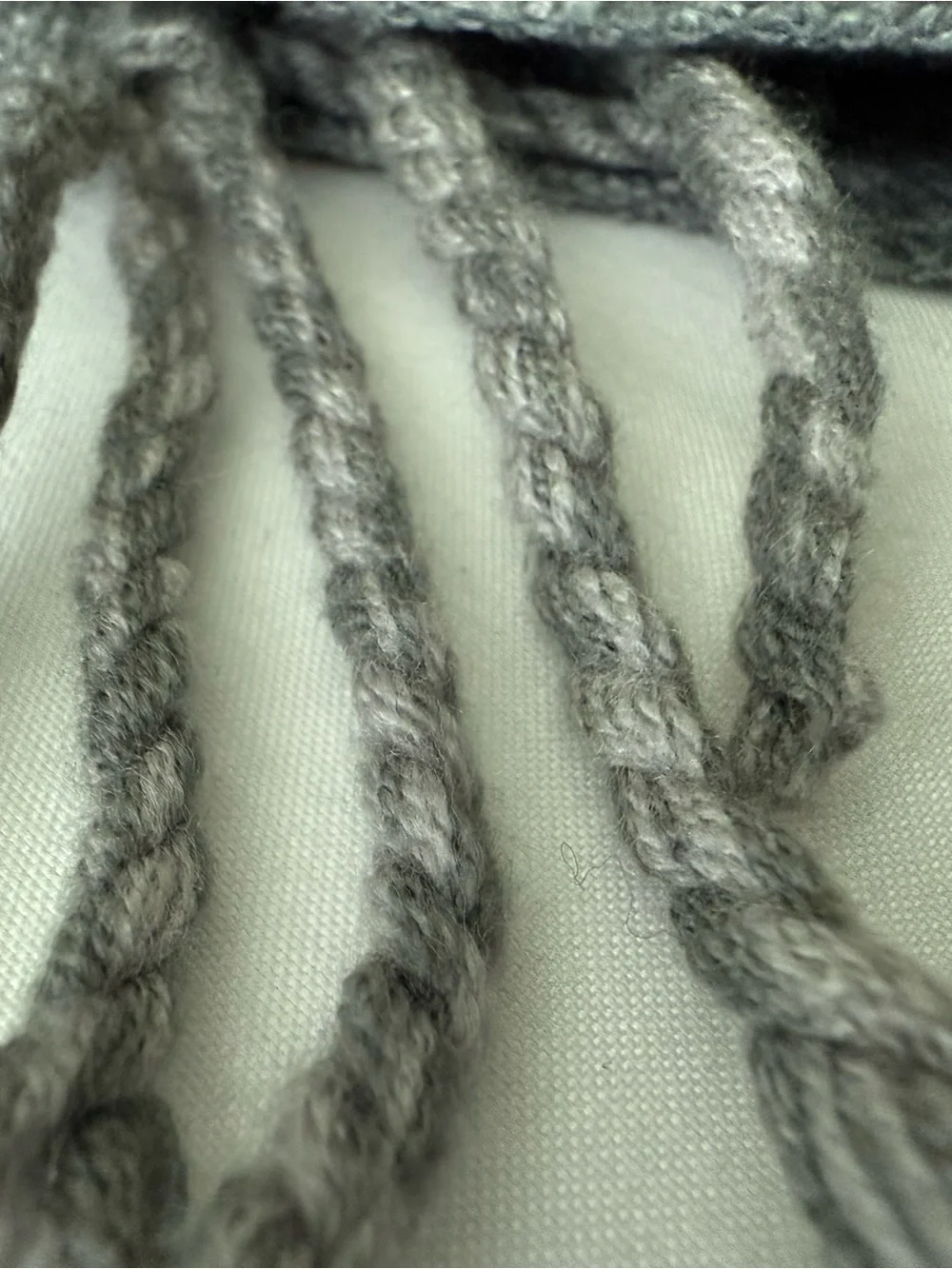 Tory Burch Gray Monogram Scarf with Fringe